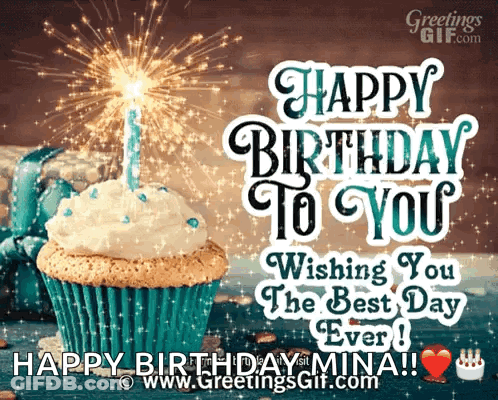 A Birthday Card With A Cupcake And A Candle That Says Happy Birthday To You GIF