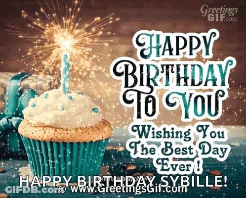 A Birthday Card With A Cupcake And A Candle That Says Happy Birthday To You GIF