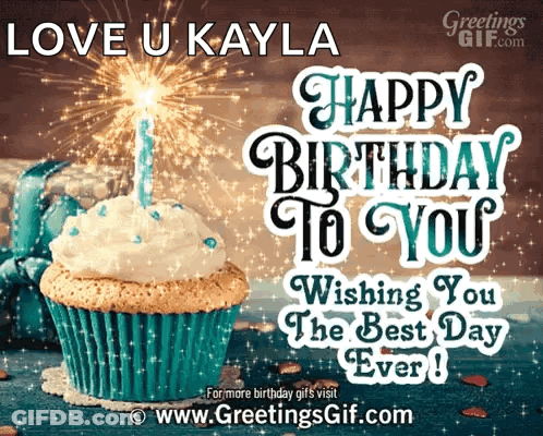 Birthday Card With Cupcake And Candle GIF