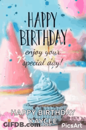 A Birthday Card With A Cupcake And The Words `` Happy Birthday Enjoy Your Special Day ! `` GIF