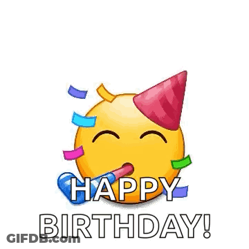 Smiley Face Birthday Card With Party Hat GIF