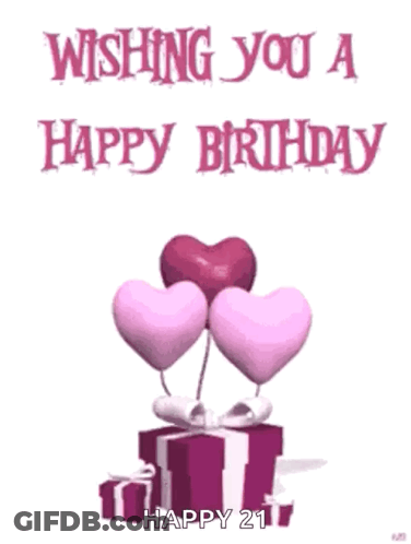 A Birthday Card With Balloons And Gifts And The Words `` Wishing You A Happy Birthday '' GIF