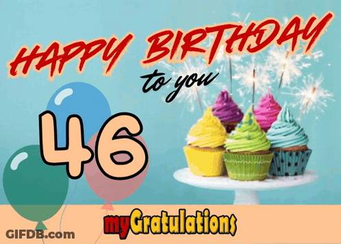 A Birthday Card With Cupcakes And Balloons Says Happy Birthday To You 46 GIF