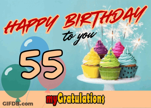 A Birthday Card With Cupcakes And Balloons Says Happy Birthday To You 55 GIF
