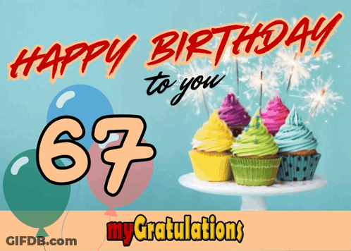 A Birthday Card With Cupcakes And Balloons Says Happy Birthday To You 67 GIF