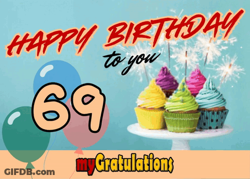 A Birthday Card With Cupcakes And Balloons Says Happy Birthday To You 69 GIF