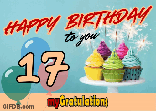 A Birthday Card With Cupcakes And Balloons That Says Happy Birthday To You 17 GIF