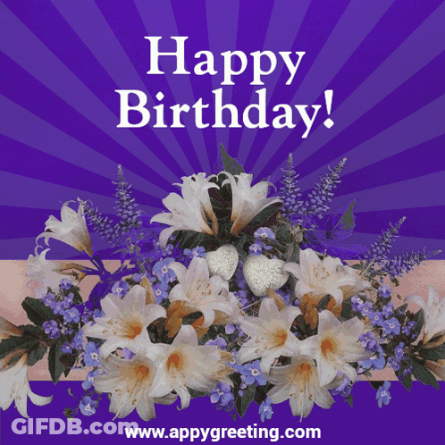 A Birthday Card With Flowers And The Website Www.appygreeting.com At The Bottom GIF