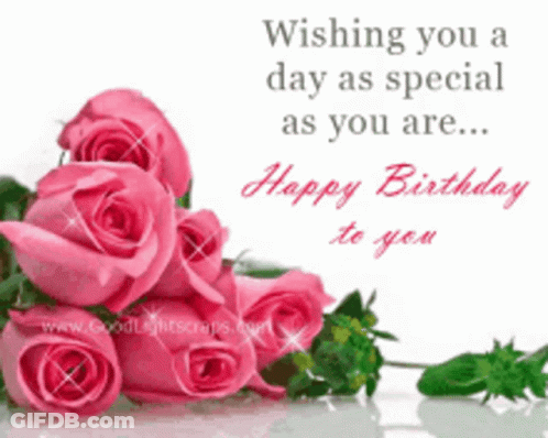 Birthday Card With Pink Roses Wishing You A Day As Special As You Are GIF