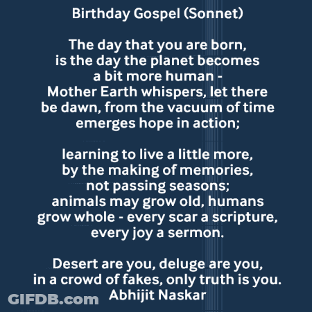 A Birthday Gospel Sonnet Is Displayed On A Dark Blue Background GIF