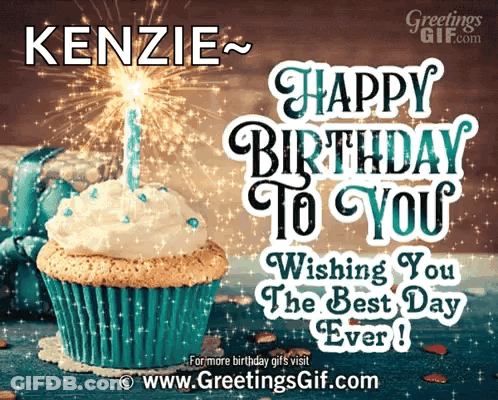 A Birthday Greeting For Kenzie With A Cupcake GIF
