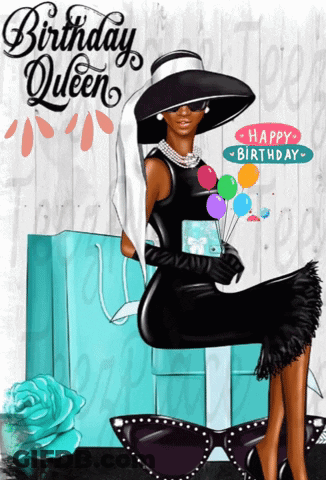 A Birthday Queen Sitting On A Gift Box GIF