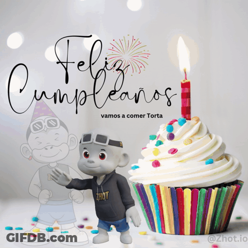 A Birthday Song Called Bridge The Divine With A Cartoon Character And A Cupcake GIF