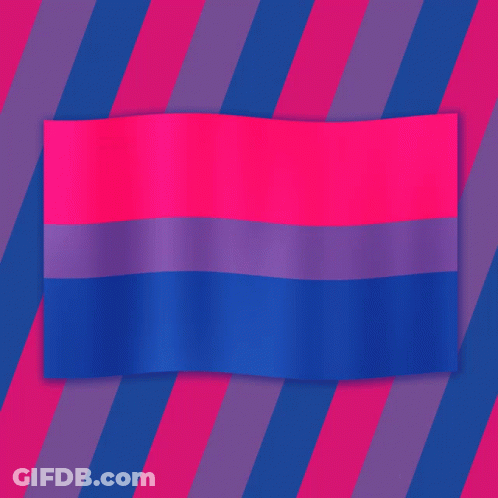 A Bisexual Flag Is Waving In The Wind Against A Striped Background GIF