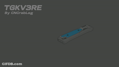 A Black And Blue Drawing Of A Knife With The Words Tgkv3re By Cnccrableg GIF