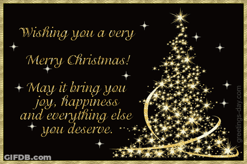 A Black And Gold Christmas Card Wishing You A Merry Christmas GIF