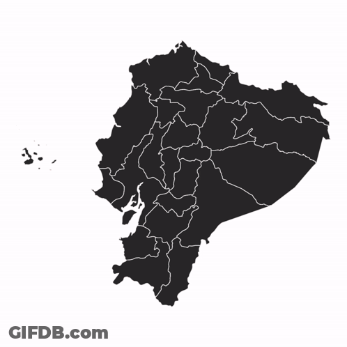 A Black And Red Map Of Ecuador With A Small Island In The Background GIF