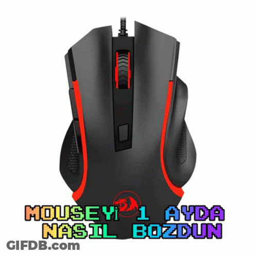 A Black And Red Mouse With The Words Mouse Yi 1 Ayda Nasil Bozdun Written Below It GIF