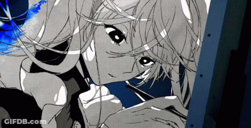 A Black And White Anime Drawing Of A Girl With Long Hair GIF