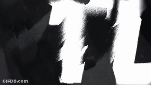A Black And White Background With A White Brush Stroke On It GIF