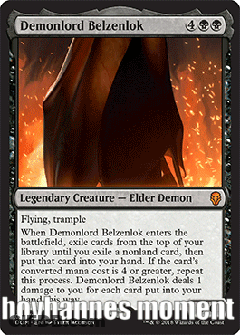 A Black And White Card That Says Demonlord Belzenlok GIF
