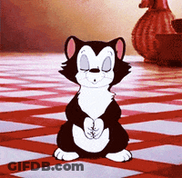 A Black And White Cartoon Cat Is Sitting On A Checkered Floor With His Eyes Closed GIF