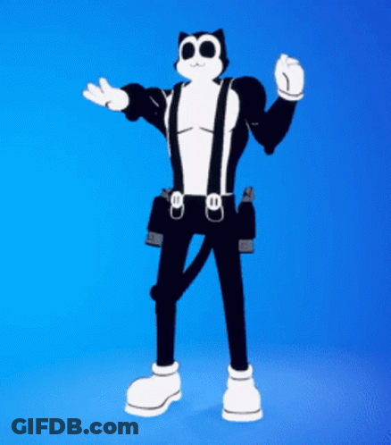 Black And White Cartoon Character With Long Tail GIF