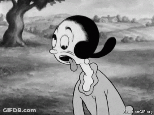 A Black And White Cartoon Of A Cartoon Character Sticking Out Her Tongue . GIF