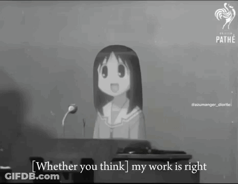 A Black And White Cartoon Of A Girl Standing At A Podium With A Microphone . GIF