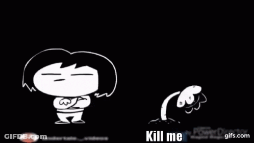 A Black And White Cartoon Of A Girl Standing Next To A Flower . GIF