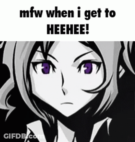A Black And White Cartoon Of A Girl With Purple Eyes . GIF
