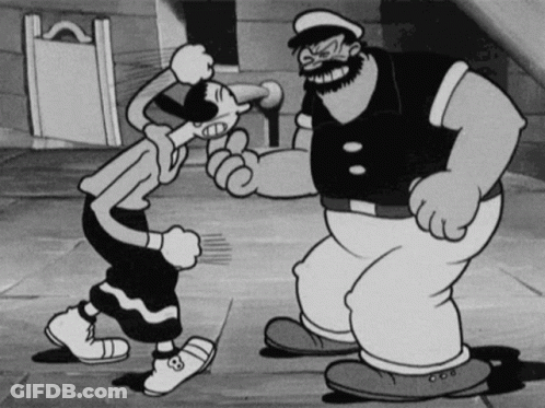 A Black And White Cartoon Of A Man And A Woman GIF