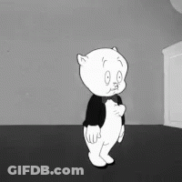 A Black And White Cartoon Of A Pig Wearing A Suit And Bow Tie GIF