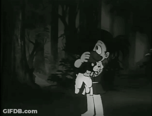 A Black And White Cartoon Of A Woman Holding A Baby In Her Arms GIF