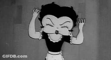 A Black And White Cartoon Of Betty Boop Is Making A Funny Face . GIF