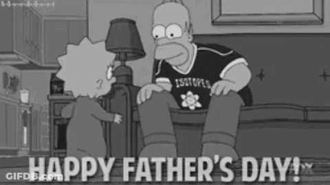 A Black And White Cartoon Of Homer Simpson Sitting On A Couch Talking To A Little Girl . GIF