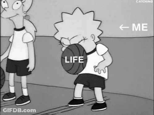 A Black And White Cartoon Of Lisa Simpson Holding A Basketball While Standing Next To A Girl . GIF