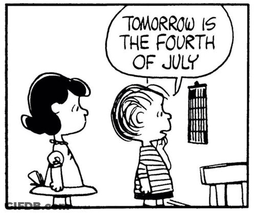 A Black And White Cartoon Of Snoopy And Woodstock Celebrating Independence Day With An American Flag In The Background GIF