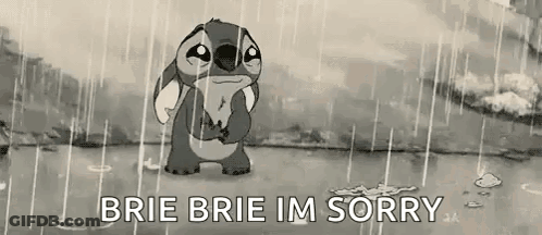 A Black And White Cartoon Of Stitch Standing In The Rain . GIF