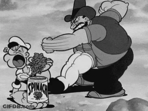 A Black And White Cartoon Shows A Can Of Spinach GIF