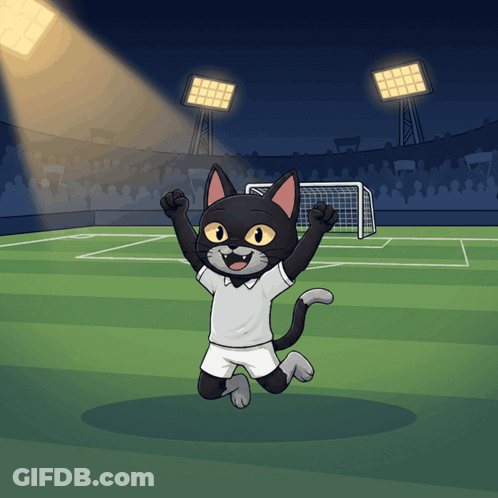A Black And White Cat Is Jumping In The Air While Wearing A White Shirt And Shorts GIF
