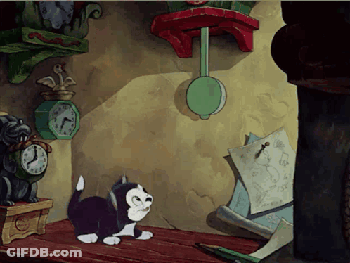 A Black And White Cat Is Looking At A Clock That Shows The Time As 7:15 GIF