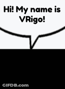 A Black And White Cat Is Sitting In A Cardboard Box With A Speech Bubble That Says Hi ! My Name Is Virgo GIF