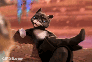 A Black And White Cat Is Sitting On A Log GIF