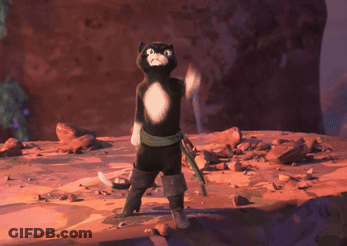 A Black And White Cat Is Standing On A Rocky Hillside GIF