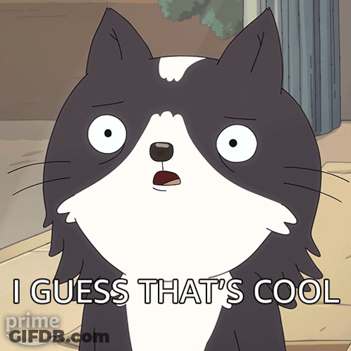 A Black And White Cat Says I Guess That 'S Cool On The Bottom GIF