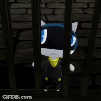 A Black And White Cat With Blue Eyes Is Behind Bars . GIF