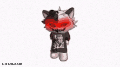 A Black And White Cat With Red Hair And A Black Shirt GIF