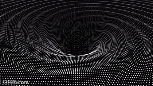 A Black And White Cgi Motion Graphics And Animated Background Of A Wormhole Filled With Dots . GIF