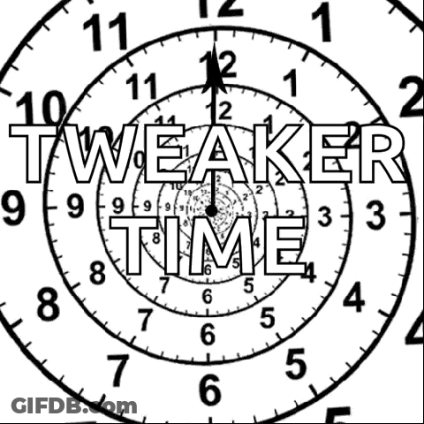 A Black And White Clock With The Words Weaker Time Written On It GIF